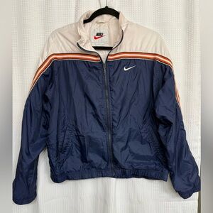 Rare Retro 90s Nike Blue ORANGE Vintage Athletic Jacket Windbreaker Womens Sz L